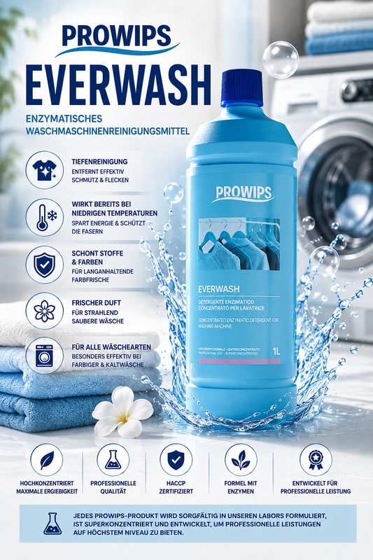 PROWIPS Everwash – Enzymatisches Waschmittelkonzentrat - Frischer Duft 1L