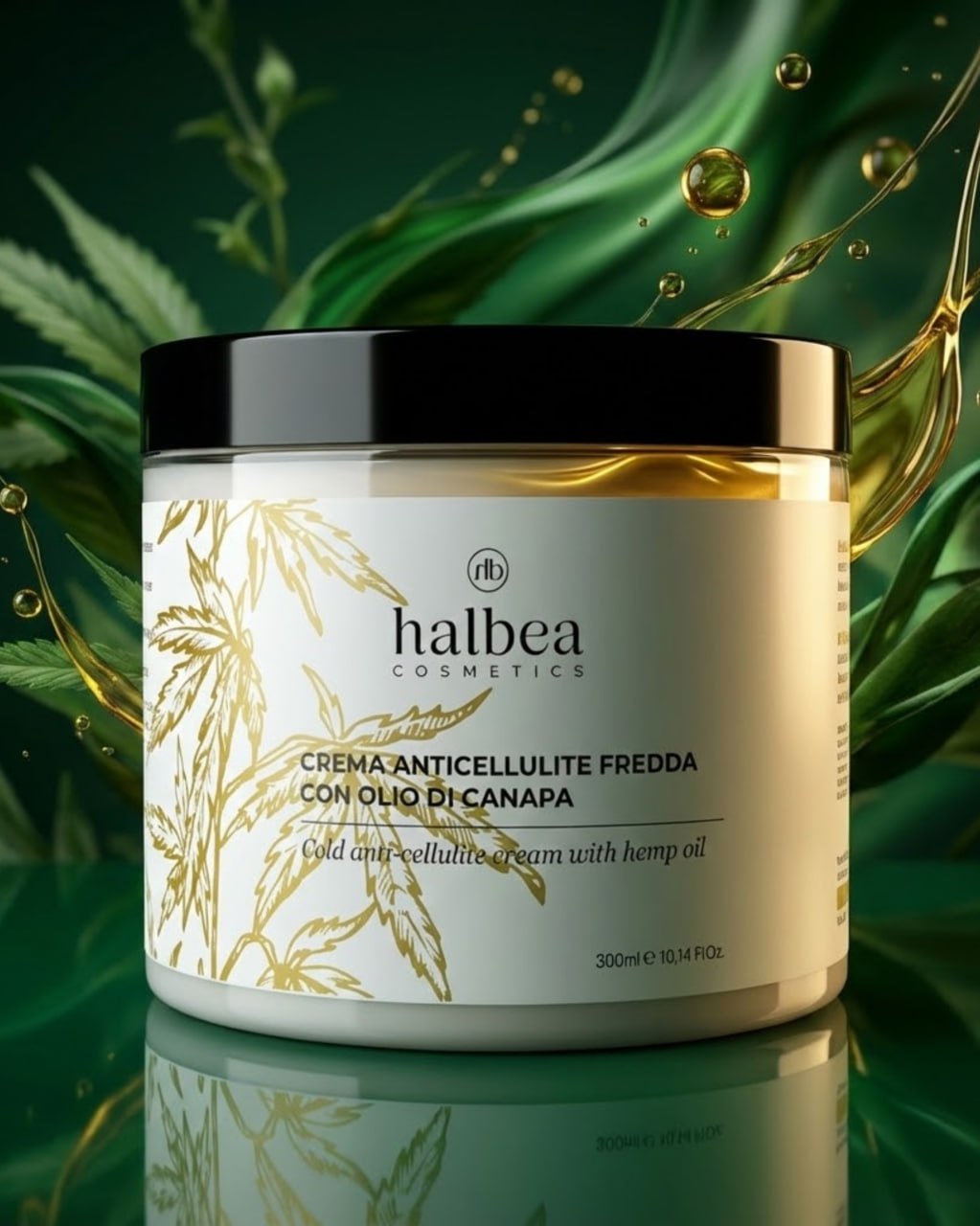 Halbea Anti-Cellulite Creme mit Hanföl – Kühlende Körpercreme mit Hanfduft - 250 ml