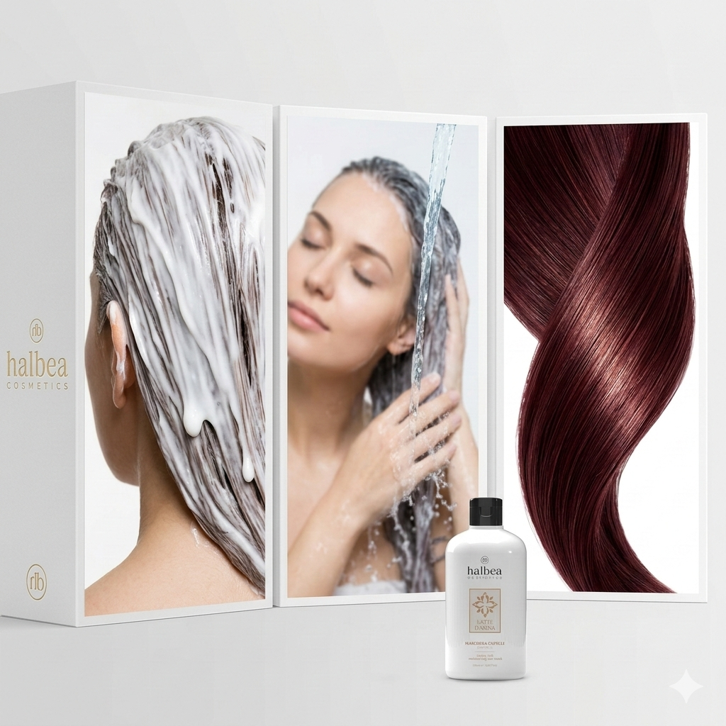 Halbea Haircare - Feuchtigkeitsspendende Haarmaske mit Eselsmilch - 500ml