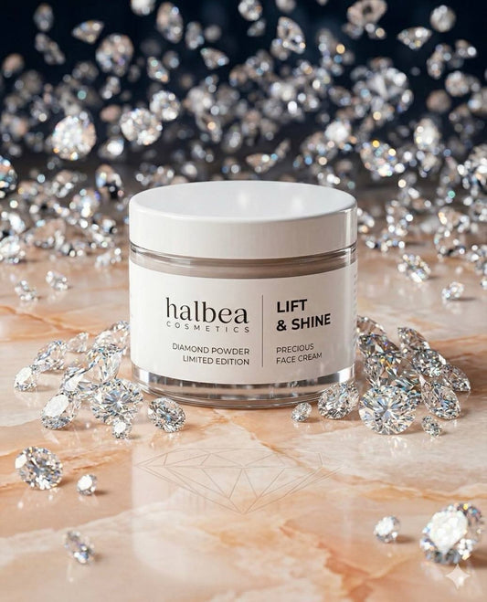 Halbea Cosmetics Diamond Glow Limited Edition - Gesichtscreme 'Lift & Shine' mit Diamantenpuder - 50ml für strahlende Haut
