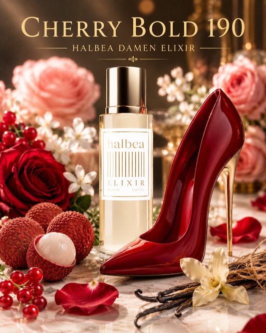Cherry Bold - Halbea 190 - Damen Elixir Duft - Pure Eleganz mit Litschis Rose Vanille