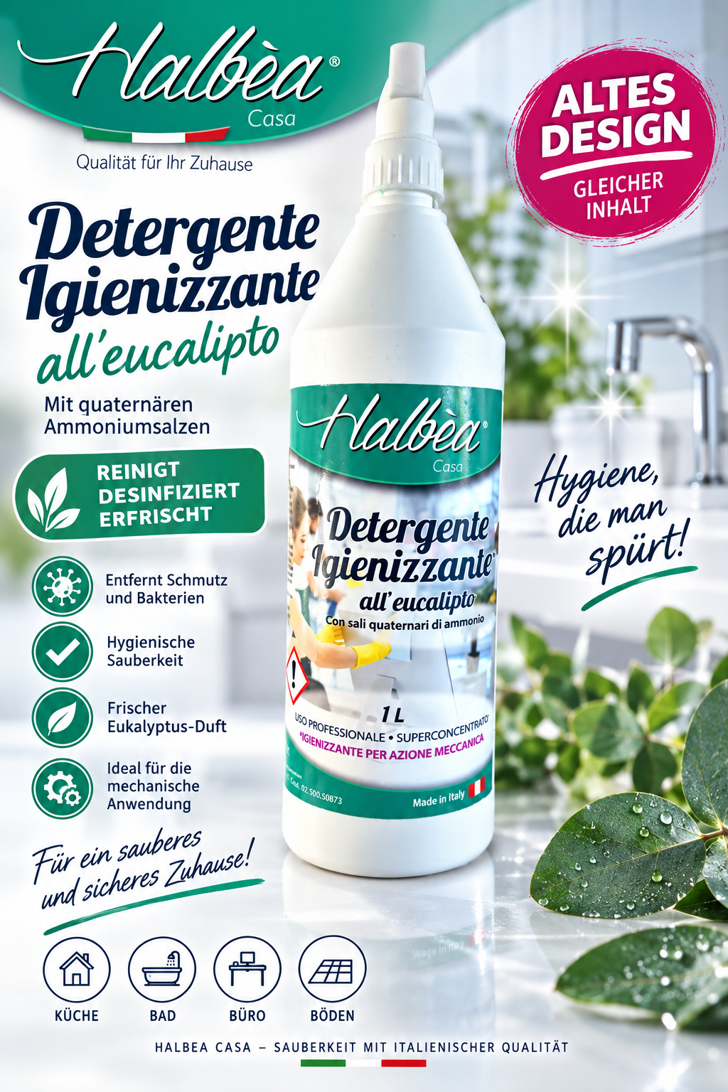 PROWIPS EUCLEANS - mit Eukalyptus Küchenreiniger 💎 Profi Desinfektionsmittel HCCAP hochkonzentriert