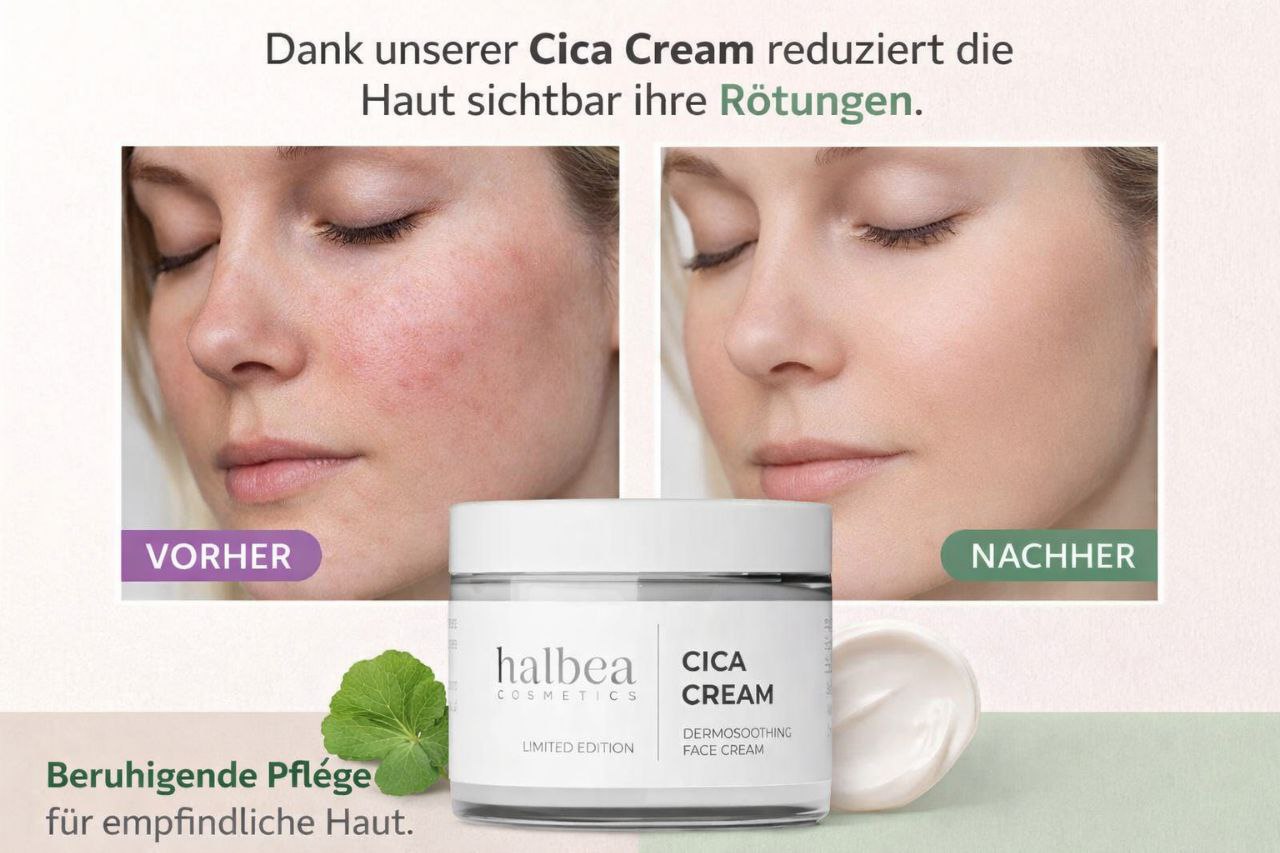 Halbea CICA Cream - SOS Gesichtscreme für empfindliche gerötete Haut - Limited Edition