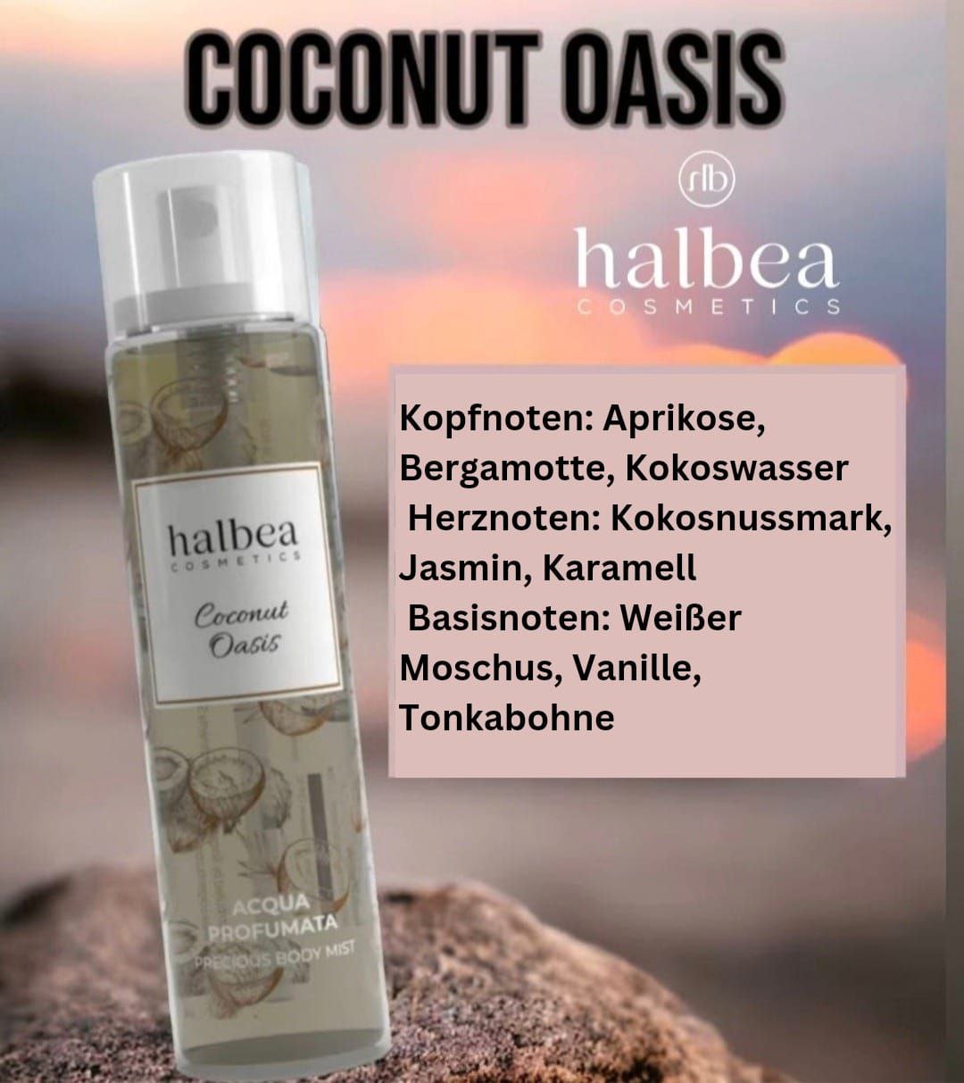 Halbea - Körperspray Duft Layering Body Mist Duftwasser Coconut Oasis 100ml