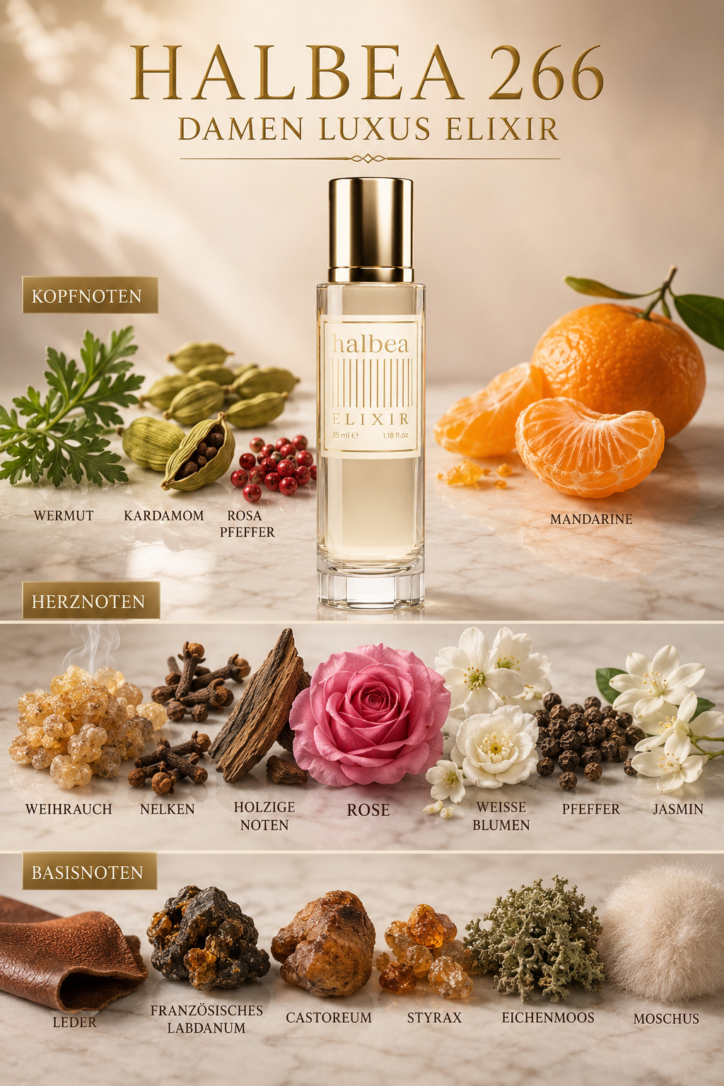 Aura Oud Rose - Halbea 266 - Luxus Damen Elixir - intensiv & charakterstark