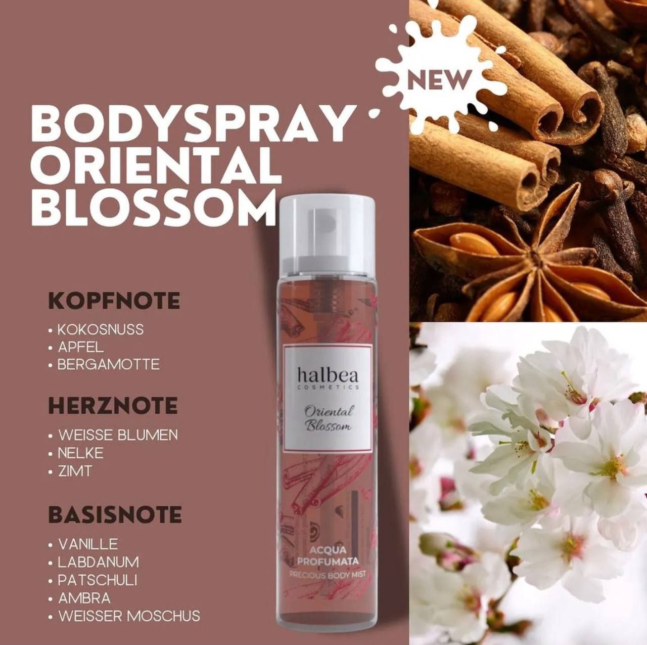 Halbea - Körperspray Duft Layering Body Mist Duftwasser Oriental Blossom 100ml