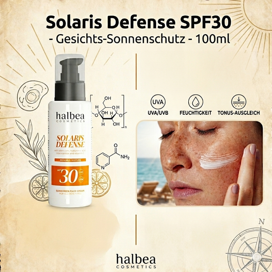 Halbea - Solaris Defense SPF30 - Gesichtscreme Sonnenschutz mit Hyaluron Vitamin C