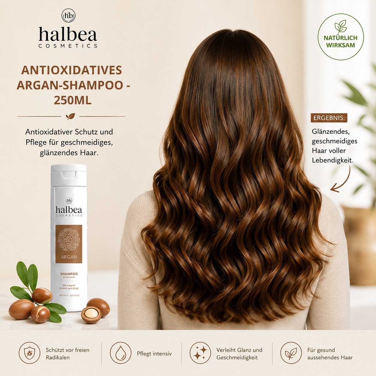 Halbea - Argan Shampoo - Haarpflege - für glänzendes Haar