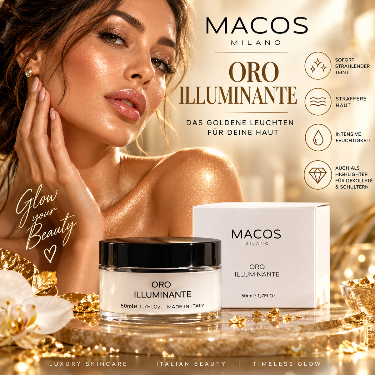 MACOS ✨️ ILLUMINATING GLOW: Anti-Aging-Creme Gold – Für samtweiche, strahlende Haut