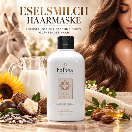 Halbea Haircare - Feuchtigkeitsspendende Haarmaske mit Eselsmilch - 500ml