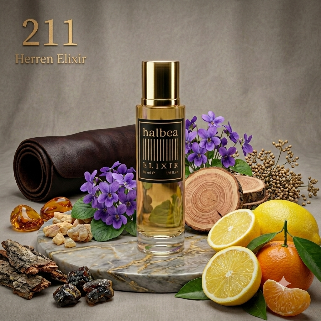 Charakterstark - Halbea 211 - Luxus Herren Elixir Duft - zitrisch-holzig mit Leder