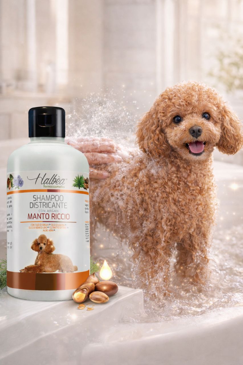 Halbea Premium Hunde-Shampoo mit Argan - Entwirrende Pflege für lockiges Fell