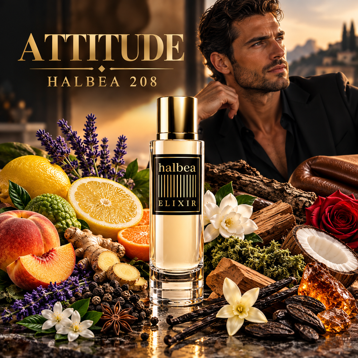 Attitude - Halbea 208 - Luxus Herren Elixir Duft - Selbstbewusst würzig holzig zitrisch