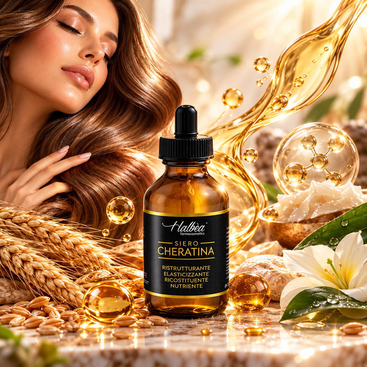 Halbea Keratin Serum – Aufbauende Intensivpflege für trockenes & strapaziertes Haar | 100 ml