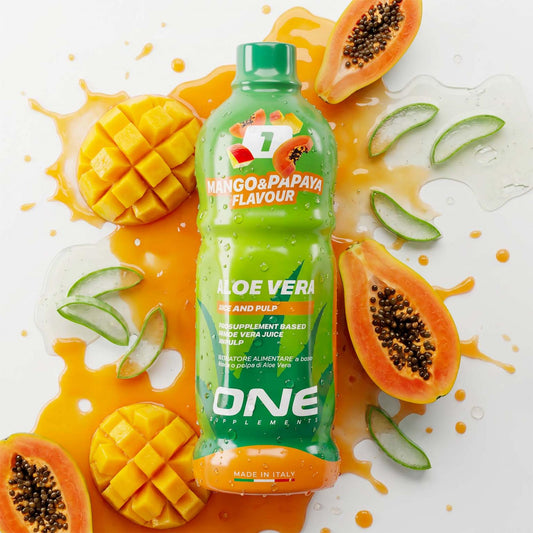 ONE Supplements - Aloe Vera Saft und Fruchtfleisch (Mango- und Papayageschmack) - 1L