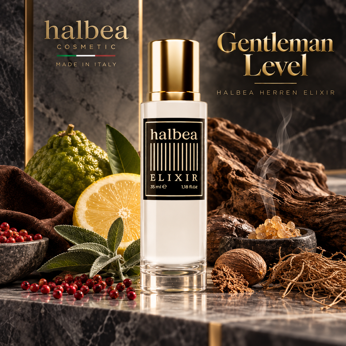 Gentleman Level – Halbea 221 - Luxus Herren Elixir - Signature Duft Holzig Würzig