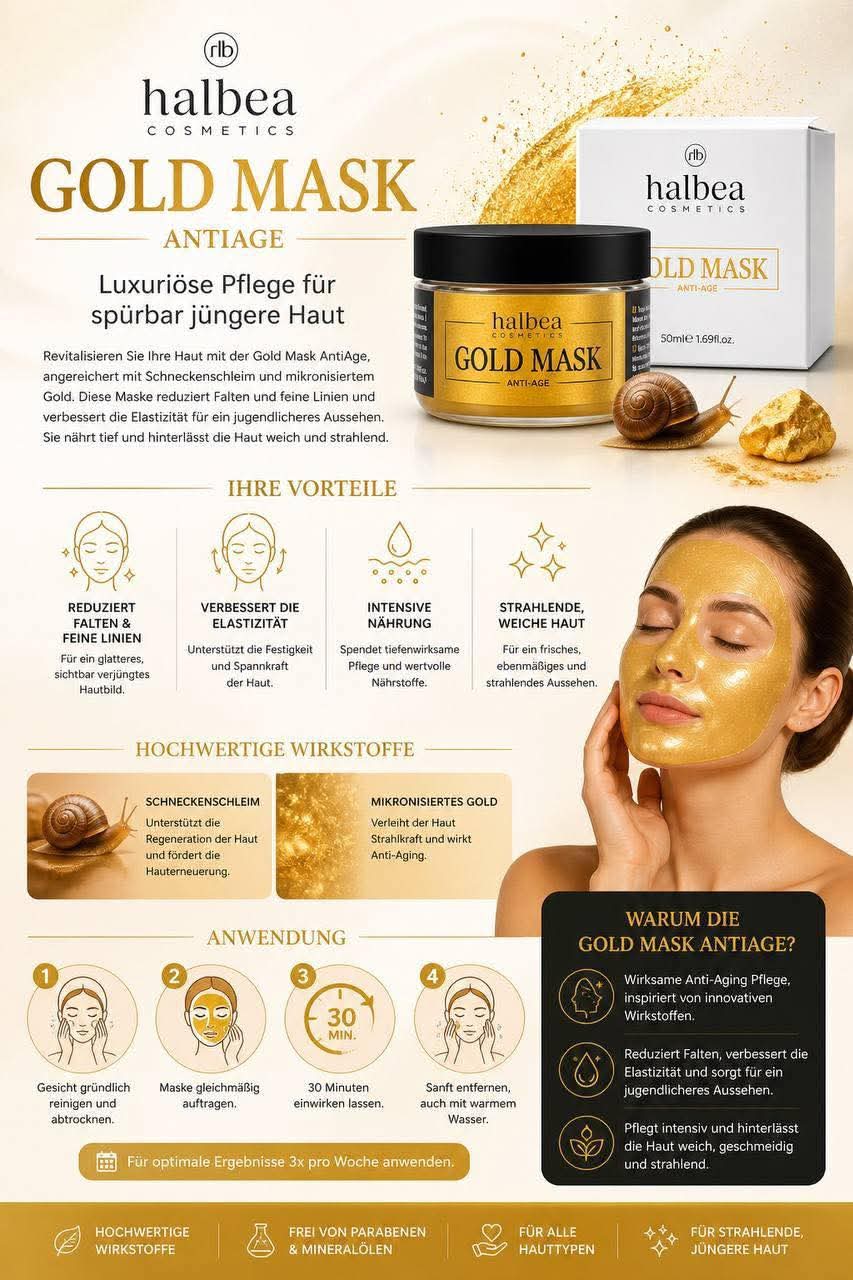 Halbea Gold Mask AntiAge Vital Glow - mit Hyaluron gegen Falten 50g