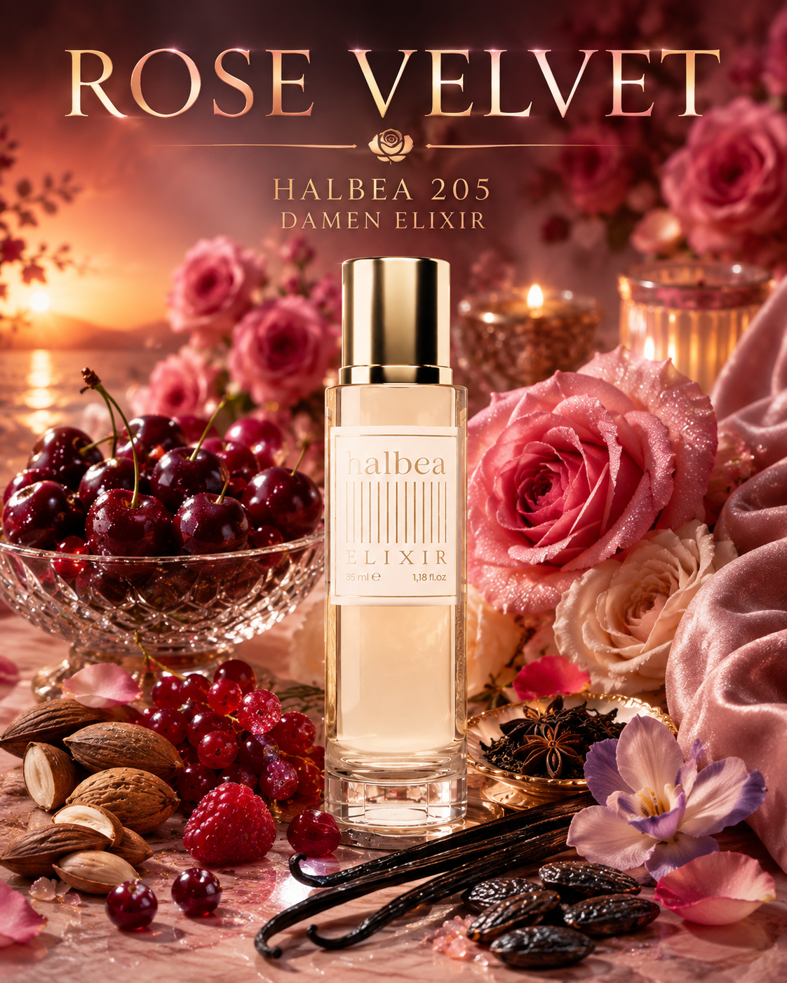 Rose Velvet - Halbea 205 - Luxus Damen Elixir - Fruchtig Pudrig Süss