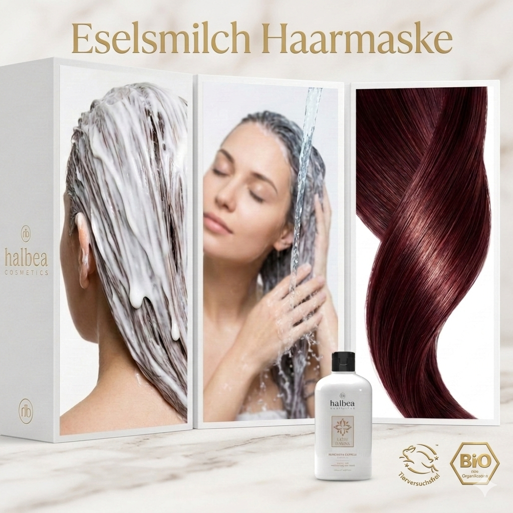 Halbea Haircare - Feuchtigkeitsspendende Haarmaske mit Eselsmilch - 500ml