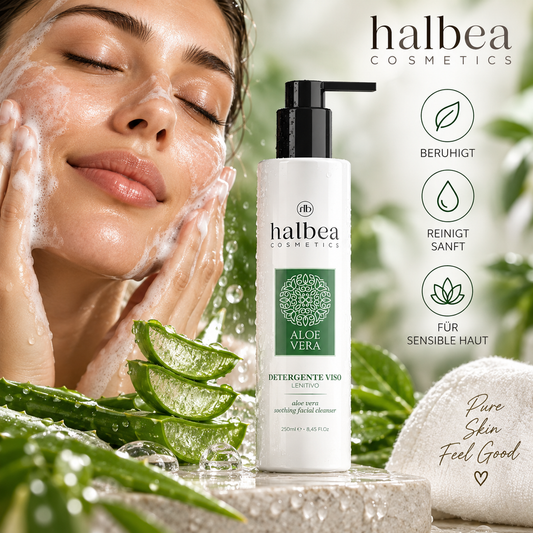 Halbea Aloe Vera Beruhigende Gesichtsreinigung gegen gestresste gerötete Haut - 250ml