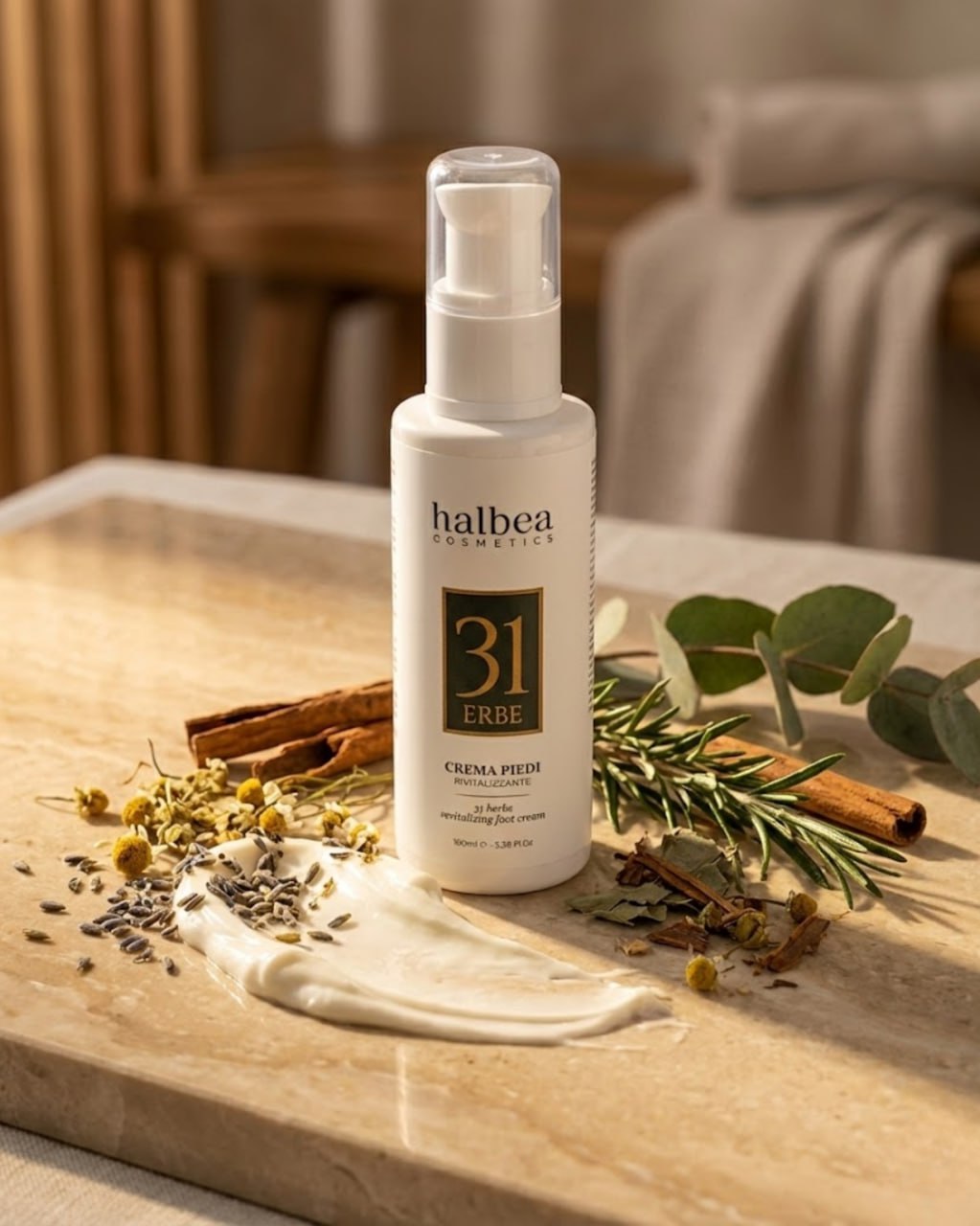 Halbea - Revitalisierende Fußcreme - 31-Kräuter-Öl - gegen müde Füße 100ml