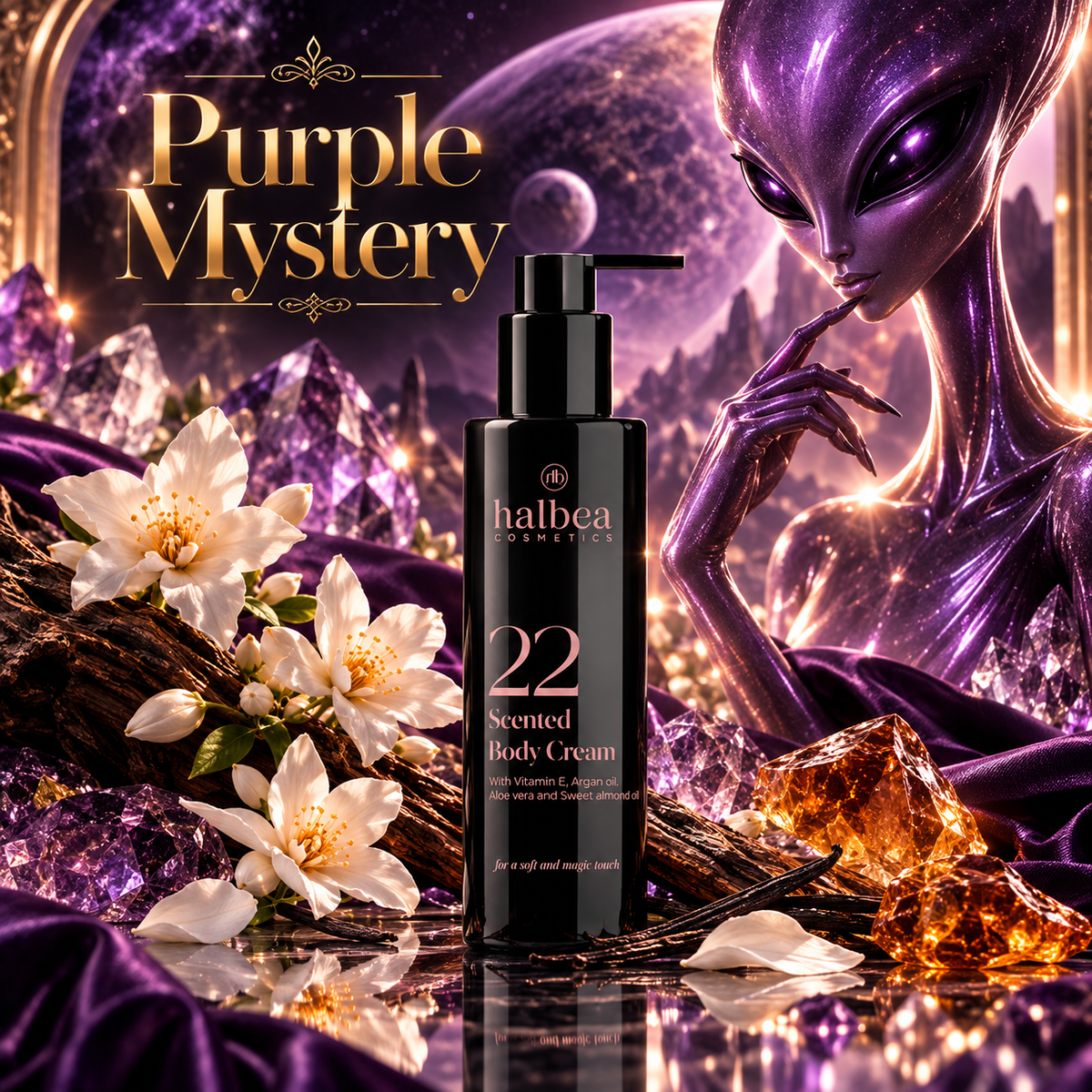 Halbea Bodylotion - Damenduft Purple Mystery 22 - Körpercreme Pflegend + Duftend - 150ml