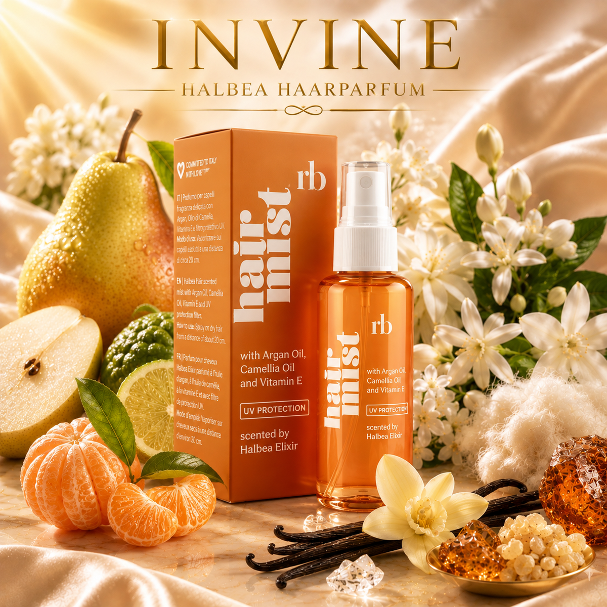 Halbea Invine 21 - Hair Mist Haarparfüm mit UV-Schutz + Arganöl - blumig-süss