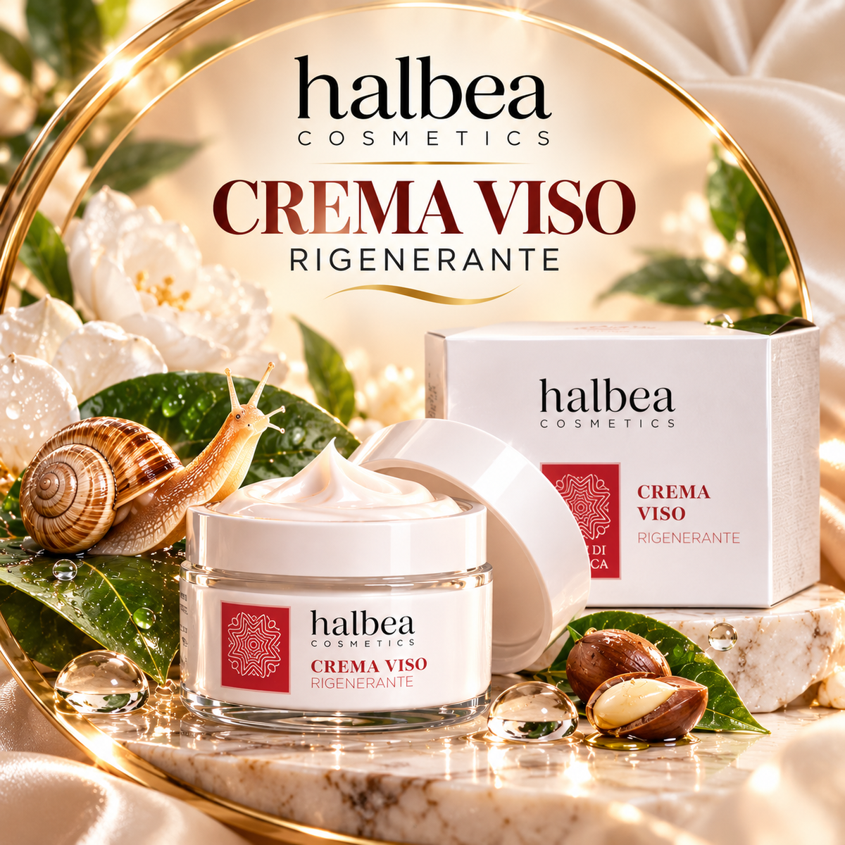 Halbea Gesichtscreme mit Schneckenschleim – Regenerierende Gesichtspflege - 50 ml