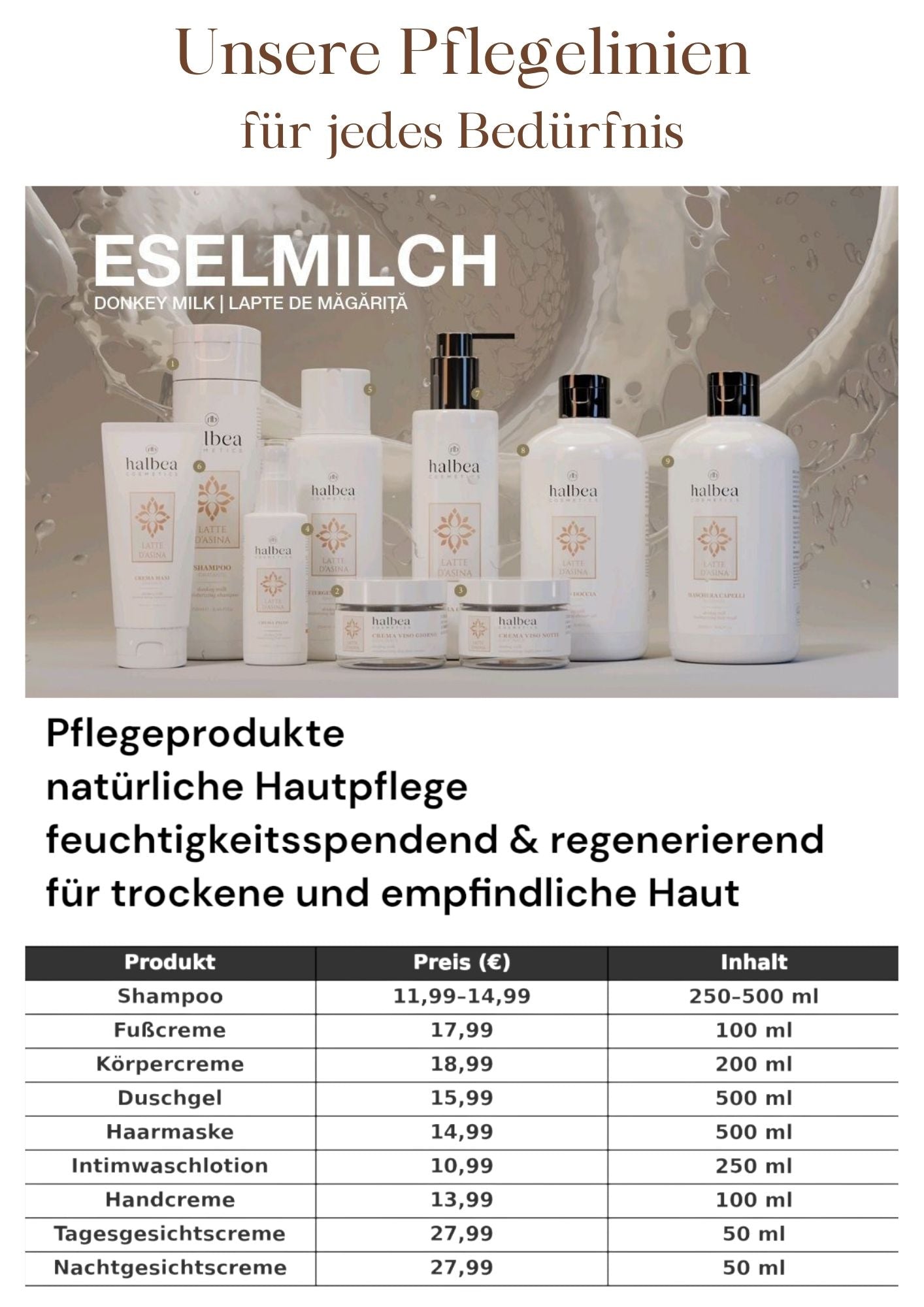 Halbea - Feuchtigkeitsspendendes Shampoo mit Eselsmilch - Halbea High-End 250ml - vegan