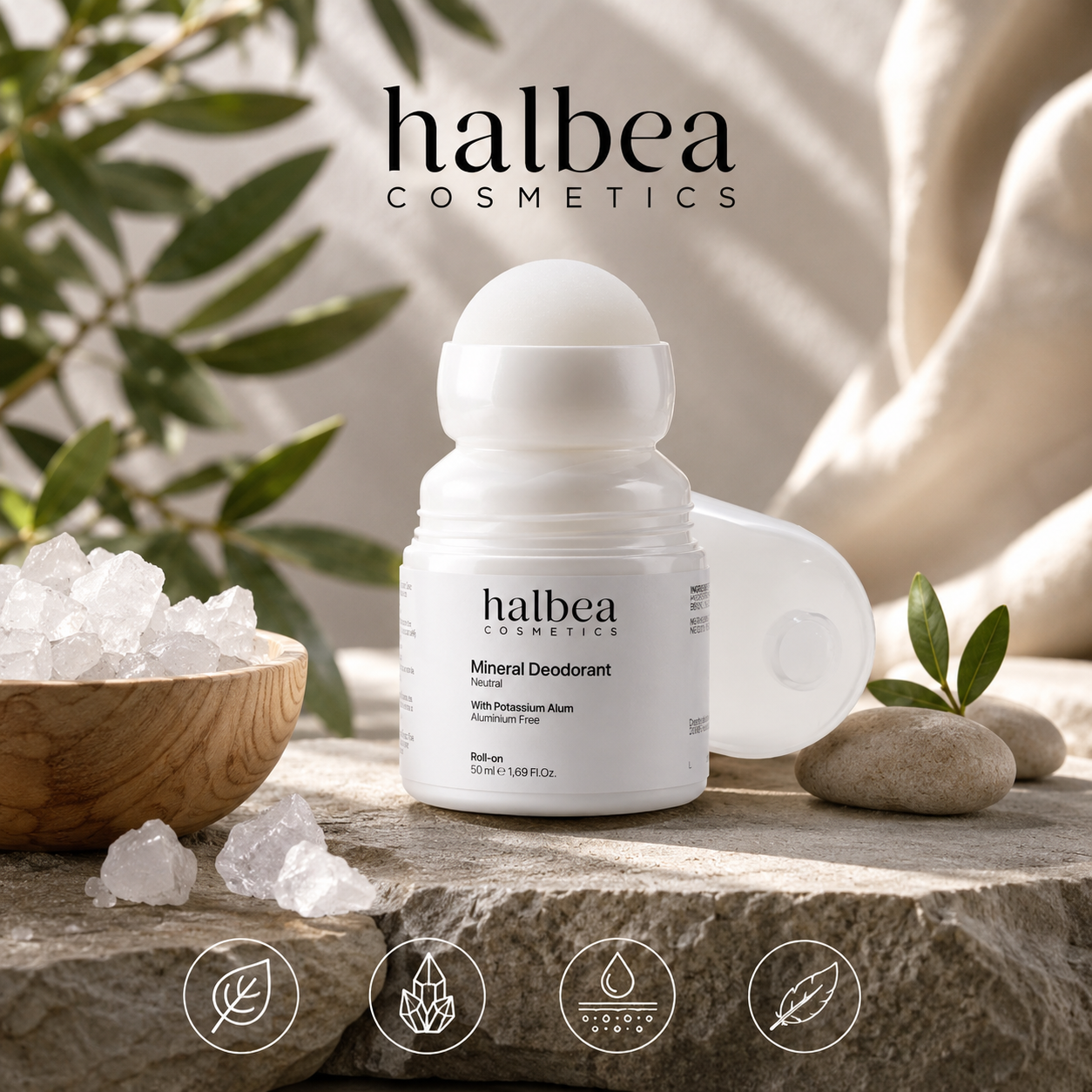 Halbea Mineral Deodorant – Natürlicher Schutz mit Kaliumalaun – 50 ml