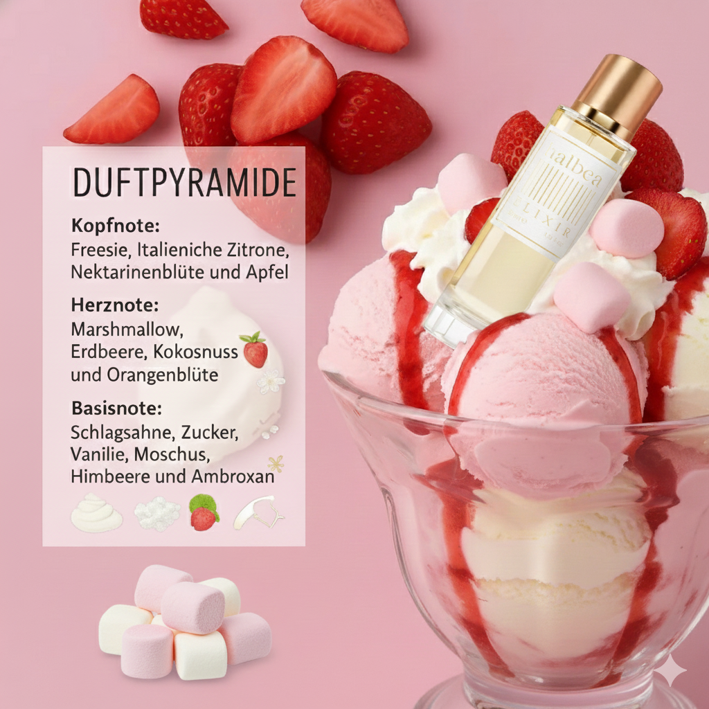 Pink Treat - Halbea 24 mit Erdbeere Sahne Marshmallow - Luxus Damen Elixir Duft