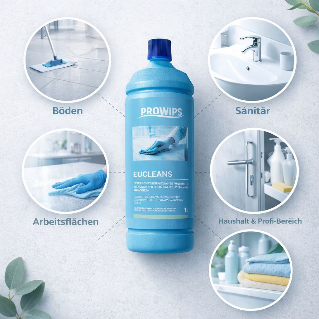 PROWIPS EUCLEANS - mit Eukalyptus Küchenreiniger 💎 Profi Desinfektionsmittel HCCAP hochkonzentriert