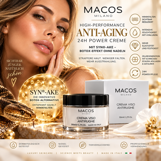 MACOS: 24h Power ANTI-AGING Creme mit Syn®-Ake | Botox-Effekt ohne Nadeln