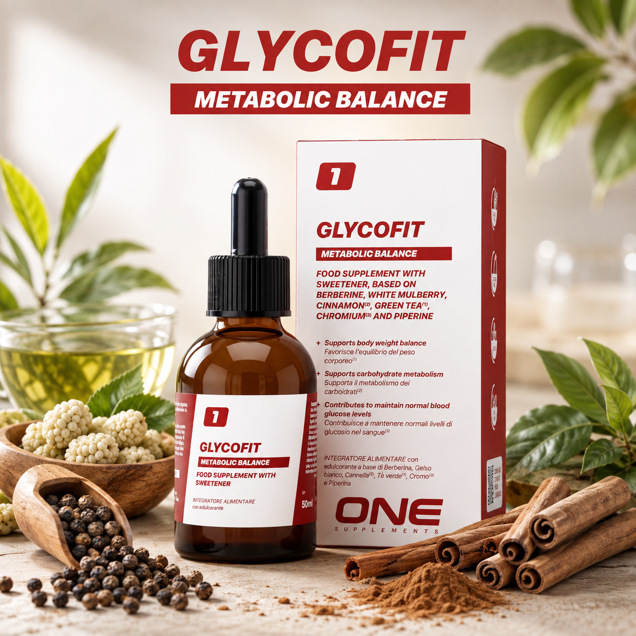 ONE Glycofit Metabolic Balance – Berberin-Komplex für Stoffwechsel & Blutzucker – 50 ml / ca. 1000 Tropfen