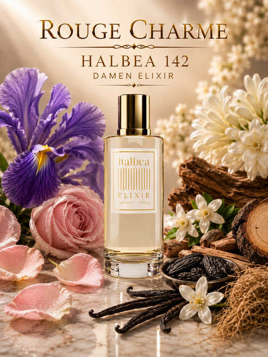 Rouge Charme - Halbea 142 - Luxus Damen Elixir - Floral · Holzig · Pudrig
