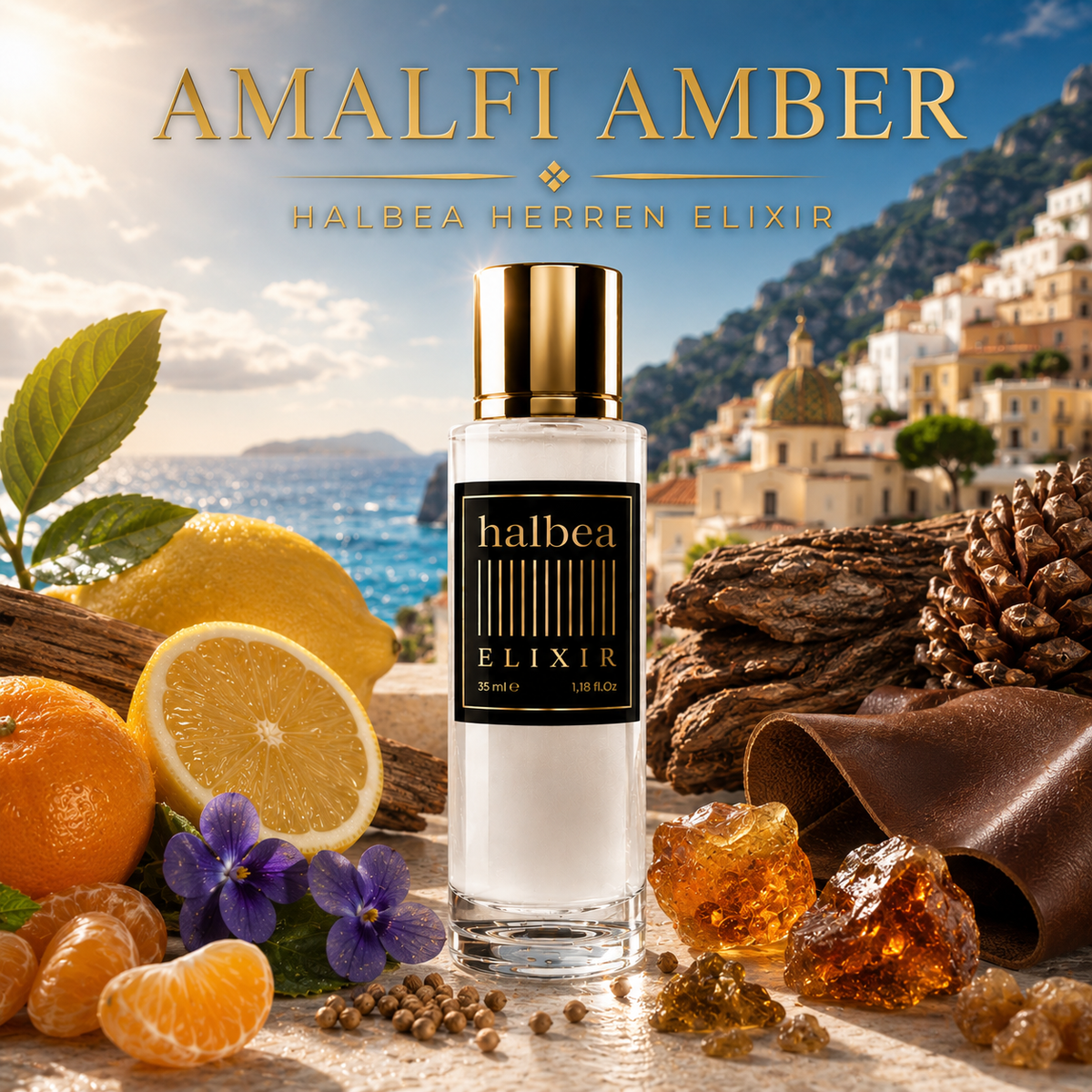 Amalfi Amber - Halbea 211 - Luxus Herren Elixir Duft - zitrisch-holzig mit Leder